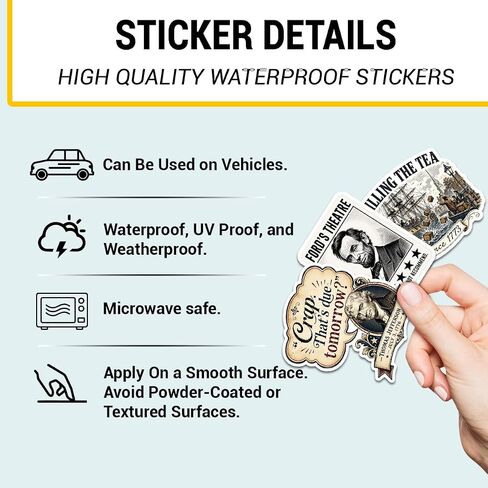 12 PCS Funny History Stickers, American History Decals Pack, Teacher Student Historian Vinyl Stickers for Laptop Water Bottle Notebook in Kuwait