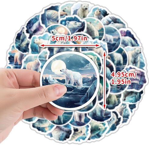 50 PCS Lovely Waterproof Polar Bear Vinyl Stickers Pack in Kuwait