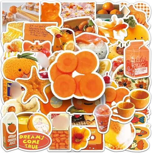 50 Aesthetic Orange Stickers Pack – Cute Fruit Vinyl Decals with Citrus, Retro, Kawaii, Summer & Cottagecore Designs for Water Bottles, Laptops, Journals & Phone Cases in Kuwait