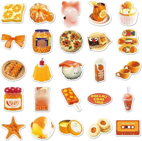 50 Aesthetic Orange Stickers Pack – Cute Fruit Vinyl Decals with Citrus, Retro, Kawaii, Summer & Cottagecore Designs for Water Bottles, Laptops, Journals & Phone Cases in Kuwait