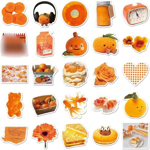 50 Aesthetic Orange Stickers Pack – Cute Fruit Vinyl Decals with Citrus, Retro, Kawaii, Summer & Cottagecore Designs for Water Bottles, Laptops, Journals & Phone Cases in Kuwait