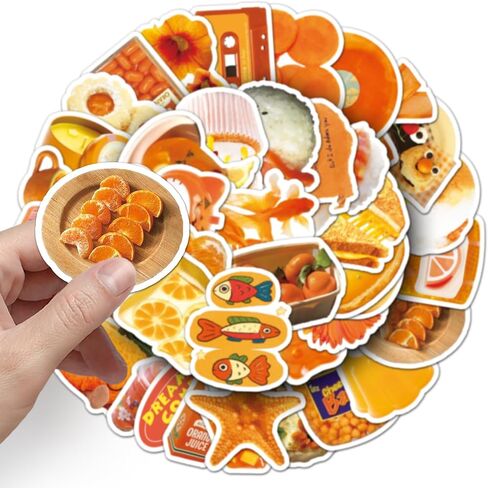 50 Aesthetic Orange Stickers Pack – Cute Fruit Vinyl Decals with Citrus, Retro, Kawaii, Summer & Cottagecore Designs for Water Bottles, Laptops, Journals & Phone Cases in Kuwait