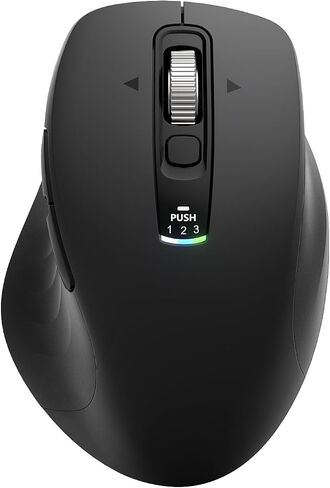Wireless Bluetooth Mouse, Multi-Device Ergonomic Mouse with 5 Programmable Buttons, 4-Way Metal Scroll Wheel,4800 DPI Adjustable, 18-Month Battery Life, Silent Click, for Laptop, PC, Mac - Black in Kuwait