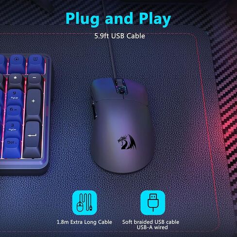 Redragon Wired Gaming Mouse, Lightweight, 6 Programmable Buttons, Black in Kuwait