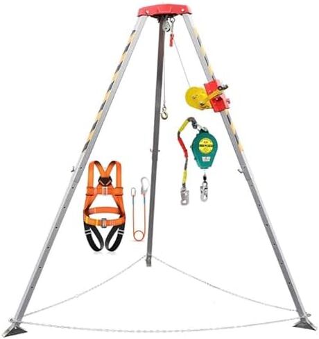 Retractable Lifting TripodConfined Space Tripod Kit 1200lbs 1800 2600 Lbs Retractable Lifting Tripod Equipment Hoist/Safety Fire Rescue Tools Derrick Crane,2600lbs Winch+ in Kuwait