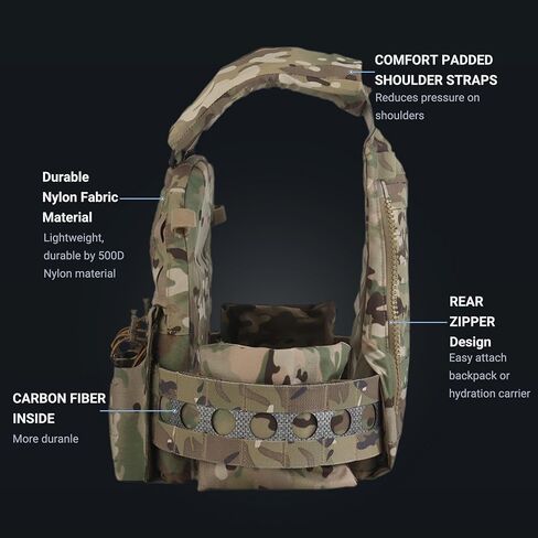UniPro VE-75 Tactical Vest, Quick Release Adjustable Waist & Shoulder, Triple 7.62 5.56 Mag Pouch, 500D Nylon in Saudi Arabia