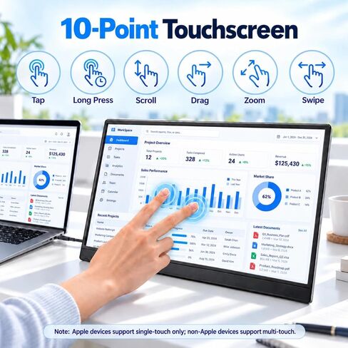 15.6" Touchscreen Portable Monitor, 1080P FHD IPS External Display in Kuwait