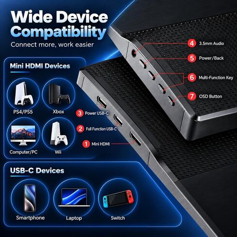 15.6" Touchscreen Portable Monitor, 1080P FHD IPS External Display in Kuwait