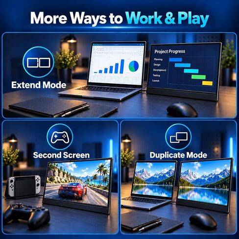 15.6" Touchscreen Portable Monitor, 1080P FHD IPS External Display in Kuwait