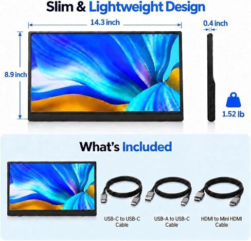 15.6" Touchscreen Portable Monitor, 1080P FHD IPS External Display in Kuwait