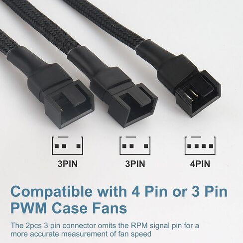 VWEICYY Fan Hub, 1 to 3 Compatible 3PIN/4PIN PC Fans Splitter.PWM Fan Hub for Desktop PC Cooling Fans,Computer DIY, in Kuwait