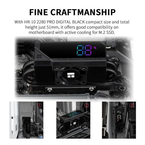 Thermalright-TR HR10 2280 PRO Digital Black- High-Performance Solid-State Hard Disk Radiator Equipped with 4x5mm AGHP Heat Pipe, ARGB Digital Display, Small Fan Cooling, SSD Heatsink Cooling in Kuwait