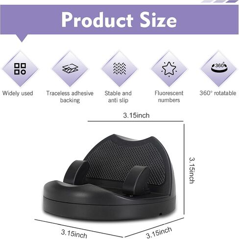 Car Phone Holder, Dashboard Rotating ABS Phone Mount, Anti-slip Stable Holder with Parking Number Plate, Washable Reusable Bracket for Most Phones & GPS Devices (Black) in Kuwait