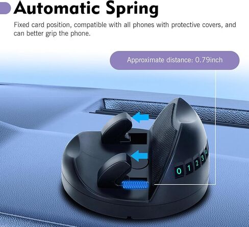Car Phone Holder, Dashboard Rotating ABS Phone Mount, Anti-slip Stable Holder with Parking Number Plate, Washable Reusable Bracket for Most Phones & GPS Devices (Black) in Kuwait
