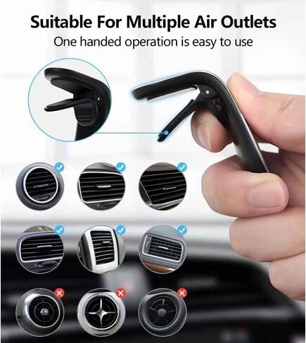 2Pcs Black Universal Phone Holder Clip Car Air Vent Magnetic Mount Holder Bracket for GPS Suporte Celular Car Phone, Vent Clip Phone Holder,Cell Phone Automobile Cradles in Kuwait