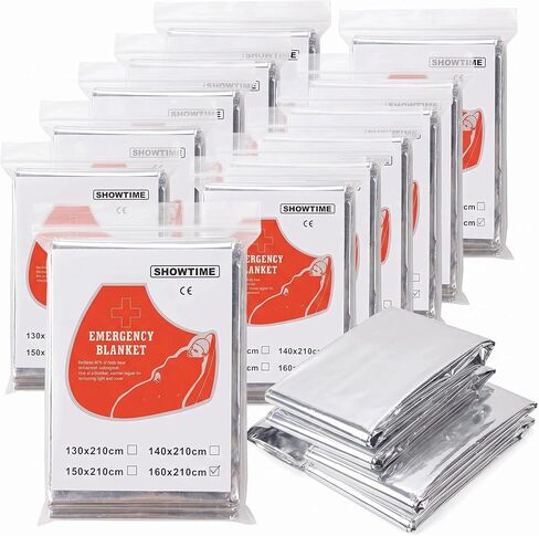 Emergency Blankets Mylar Thermal Blanket, (12 Pack) of Space Blanket 82 * 52 in, Camping, Hiking, Wilderness Rescue,First Aid in Kuwait