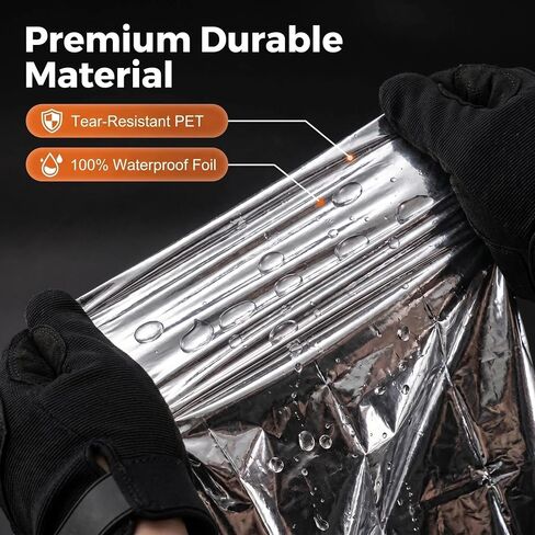 Emergency Blankets Mylar Thermal Blanket, (12 Pack) of Space Blanket 82 * 52 in, Camping, Hiking, Wilderness Rescue,First Aid in Kuwait
