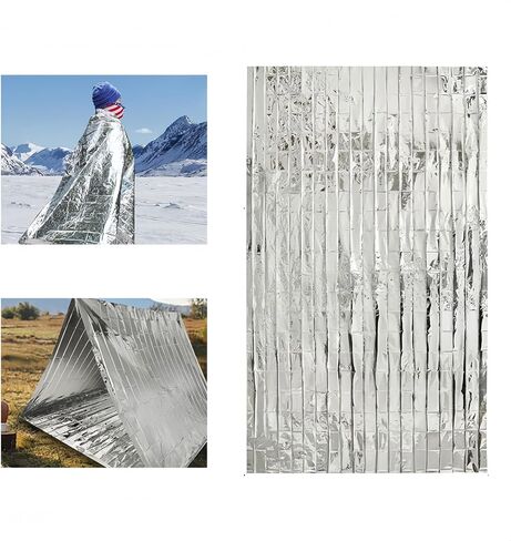 Emergency Blankets Mylar Thermal Blanket, (12 Pack) of Space Blanket 82 * 52 in, Camping, Hiking, Wilderness Rescue,First Aid in Kuwait