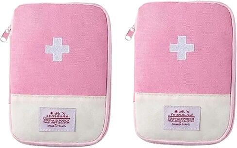 2Pcs Pink - Small First Aid Bag Empty, Empty First Aid Pouch, Mini Portable Medical Bag for Outdoor Camping Hiking Traveling Emergency Bag First Aid Kits Sports and Outdoors（15 * 10.5cm in Kuwait
