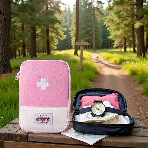 2Pcs Pink - Small First Aid Bag Empty, Empty First Aid Pouch, Mini Portable Medical Bag for Outdoor Camping Hiking Traveling Emergency Bag First Aid Kits Sports and Outdoors（15 * 10.5cm in Kuwait