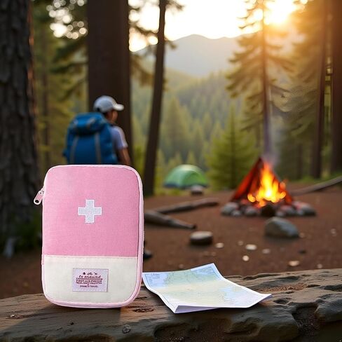 2Pcs Pink - Small First Aid Bag Empty, Empty First Aid Pouch, Mini Portable Medical Bag for Outdoor Camping Hiking Traveling Emergency Bag First Aid Kits Sports and Outdoors（15 * 10.5cm in Kuwait