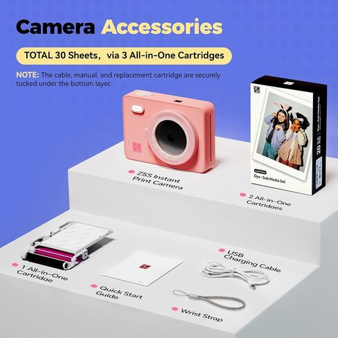 HPRT 2-in-1 Instant Print Camera & Portable Photo Printer, Bluetooth 2x3 Photo Printer for iPhone & Android, Mini Instant Camera for Kids (30 Sheets Included) in Kuwait