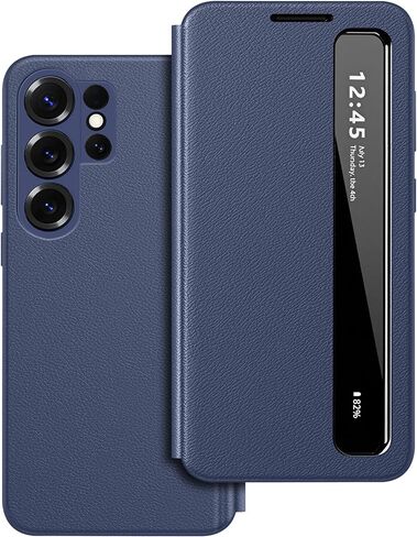 for Samsung S26 Ultra S-View Cover with Smart View Touch Control, Clear View Case for Samsung Galaxy S26 Ultra, Flip Smart Window, Shockproof, Galaxy S26 Ultra 5G Protective Phone Case (Blue) in Kuwait