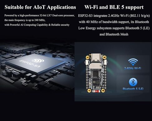 (2PCS) ESP32-S3 1.47inch LCD Display Development Board with Pre-Soldered Header, 172x320 Pixel, 262K Display Color, Supports 2.4GHz Wi-Fi/BLE 5, 240MHz LX7 Dual-Core Processor, ESP32 with Display in Kuwait