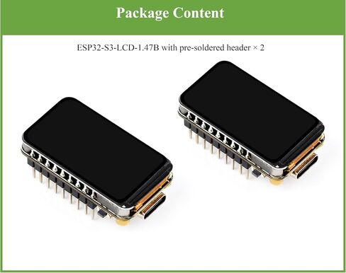 (2PCS) ESP32-S3 1.47inch LCD Display Development Board with Pre-Soldered Header, 172x320 Pixel, 262K Display Color, Supports 2.4GHz Wi-Fi/BLE 5, 240MHz LX7 Dual-Core Processor, ESP32 with Display in Kuwait