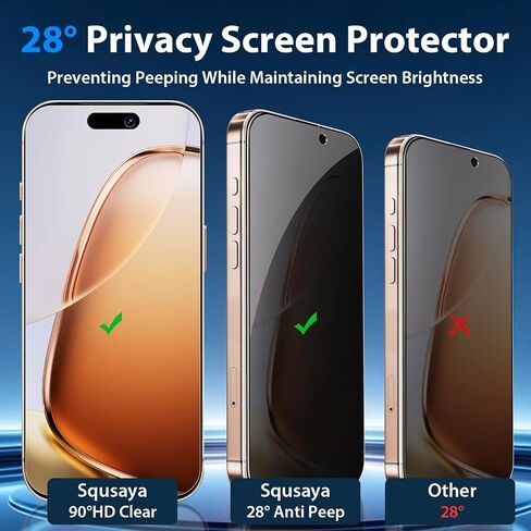 Privacy Screen Protector for iPhone 16 Pro Tempered Glass 2 Pack in Kuwait