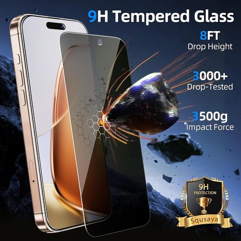 Privacy Screen Protector for iPhone 16 Pro Tempered Glass 2 Pack in Kuwait