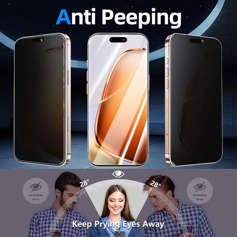 Privacy Screen Protector for iPhone 16 Pro Tempered Glass 2 Pack in Kuwait