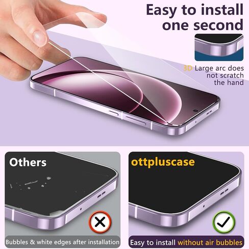 ottpluscase [2 Pack Screen Protector for OnePlus 15 (6.78 Inch), Full Coverage 9H Tempered Glass Film, HD Clarity Scratch Resistant, Anti-Fingerprint, Bubble-Free for One Plus 15 5G Screen Protector in Kuwait