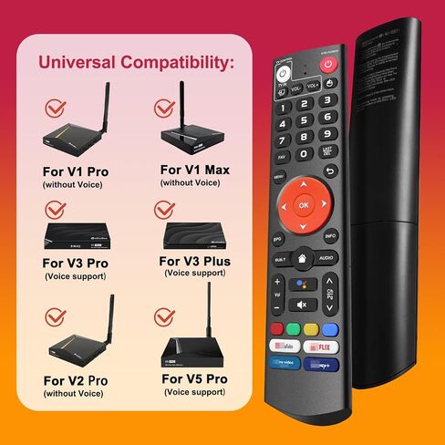 V3 Plus/Pro Voice Remote Control Compatible for Vseebox V5 Pro vSeeBox V5Pro/V3Pro/V2Pro/V1Pro/V3Plus/,V1/V2,V1 Max/Elite/Max，Replacement Learning Bluetooth Remote Control in Kuwait