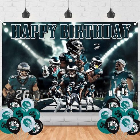 Philadelphia Soccer Happy Birthday Backdrop Eagles Football Banner Poster for Soccer Theme Party Decorations Birthday Supplies Background Studio Shoot Photo Props Booth in Kuwait