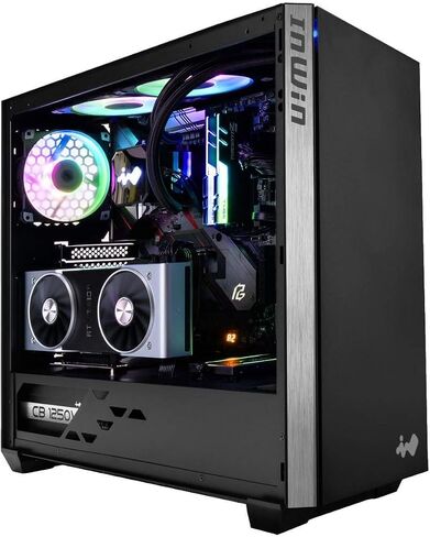 InWin 216 Black Mid Tower Case with Metal Side Panel, MB Up to E-ATX, 7 PCI-E Slots, GPU Support Up to 380mm, Radiator Up to 360mm, 1Fan Included in Kuwait