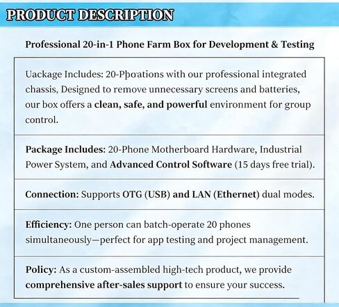 Phone Farm Box Android Automation Click Farm Bot Granja De Bots Social Mdia Marketing Tool Phone Cluster Phone Server Box AI Phone Server Box (S8) in Kuwait