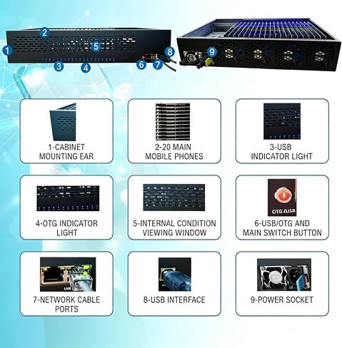 Phone Farm Box Android Automation Click Farm Bot Granja De Bots Social Mdia Marketing Tool Phone Cluster Phone Server Box AI Phone Server Box (S8) in Kuwait
