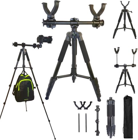 15 '' -78 '' inch Retractable Rifle Shooting Tripod, Rifle Rest Stand, 360 ° Rotating Shooting Aiming, Equipped with Dual V-Heads and Bubble Level, Suitable for Hunting and Hunters in Kuwait