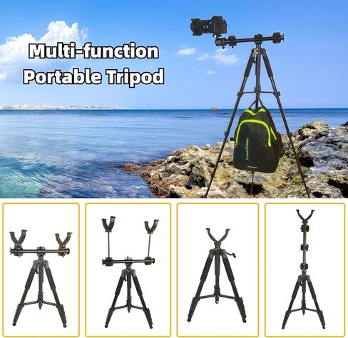 15 '' -78 '' inch Retractable Rifle Shooting Tripod, Rifle Rest Stand, 360 ° Rotating Shooting Aiming, Equipped with Dual V-Heads and Bubble Level, Suitable for Hunting and Hunters in Kuwait