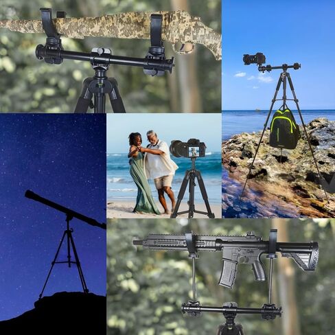 15 '' -78 '' inch Retractable Rifle Shooting Tripod, Rifle Rest Stand, 360 ° Rotating Shooting Aiming, Equipped with Dual V-Heads and Bubble Level, Suitable for Hunting and Hunters in Kuwait