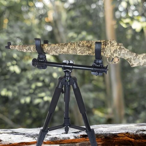 15 '' -78 '' inch Retractable Rifle Shooting Tripod, Rifle Rest Stand, 360 ° Rotating Shooting Aiming, Equipped with Dual V-Heads and Bubble Level, Suitable for Hunting and Hunters in Kuwait