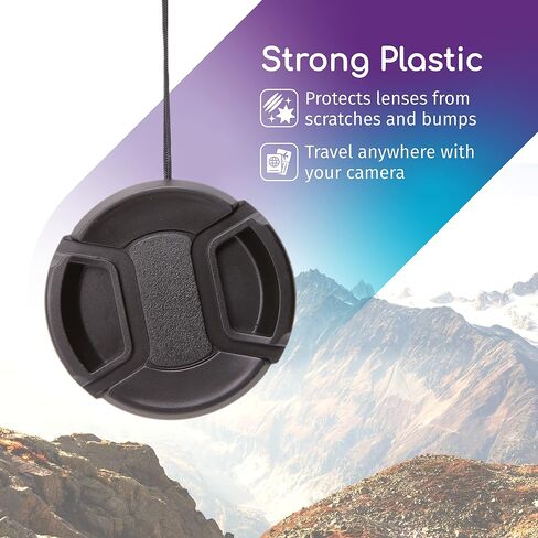 3PC 52MM Snap-On Front Lens Cap/Cover Compatible with Canon, Nikon, Sony, Pentax, Samsung, Panasonic, Fujifilm, Olympus All DSLR Lenses in Kuwait
