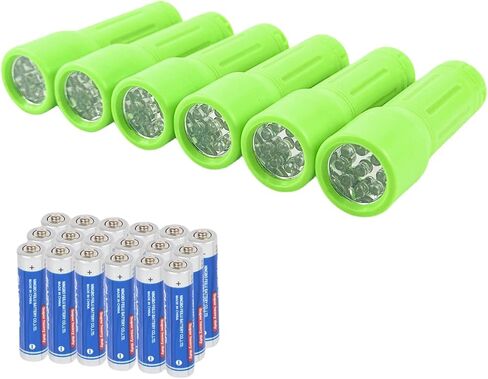 9-LED Mini Flashlight 6-Pack, Small Multicolor Flashlights with Lanyard, 18 AAA Batteries Included, for Hurricane Supplies, Christmas Gifts Stocking Stuffers in Kuwait