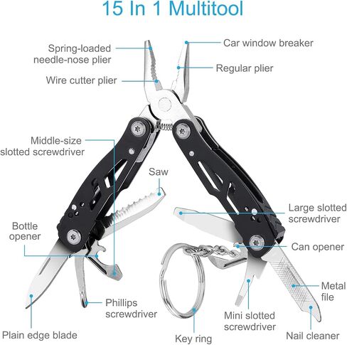 2PCS Bovgero Mini Multitool Pliers 15 in 1, Handmade Multi Tool Plier, Premium Keychain Multitool, Small Multi-tool, Birthday Fathers Day Gift for Men Him Husband Boyfriend Father Handyman in Kuwait