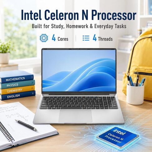 15.6" FHD IPS Laptop - 8GB RAM 256GB SSD, 4-Core Celeron N, Work Laptop Computer, USB 3.0, Win 11, Wi-Fi 5, BT5, Numpad, for Home Student and Business in Kuwait