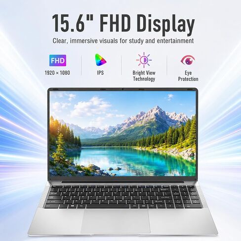 15.6" FHD IPS Laptop - 8GB RAM 256GB SSD, 4-Core Celeron N, Work Laptop Computer, USB 3.0, Win 11, Wi-Fi 5, BT5, Numpad, for Home Student and Business in Kuwait