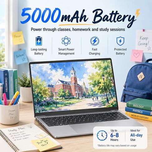 15.6" FHD IPS Laptop - 8GB RAM 256GB SSD, 4-Core Celeron N, Work Laptop Computer, USB 3.0, Win 11, Wi-Fi 5, BT5, Numpad, for Home Student and Business in Kuwait