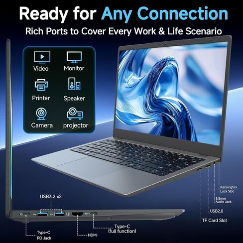 14 Inch Laptop Computer, Pentium 6500Y Processor (Up to 3.4GHz), 16GB RAM 256GB SSD, FHD IPS Anti-Glare Display, Lightweight Laptop with Privacy Shutter for Students & Business in Kuwait