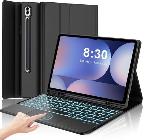Keyboard Case for Samsung Galaxy Tab S10 Plus/S9FE Plus 12.4", Multi-Touch Trackpad, 7 Color Backlit, Detachable Wireless Bluetooth Keyboard, S Pen Holder, Smart Folio Cover for Galaxy Tab S10+/S9FE+ in Kuwait